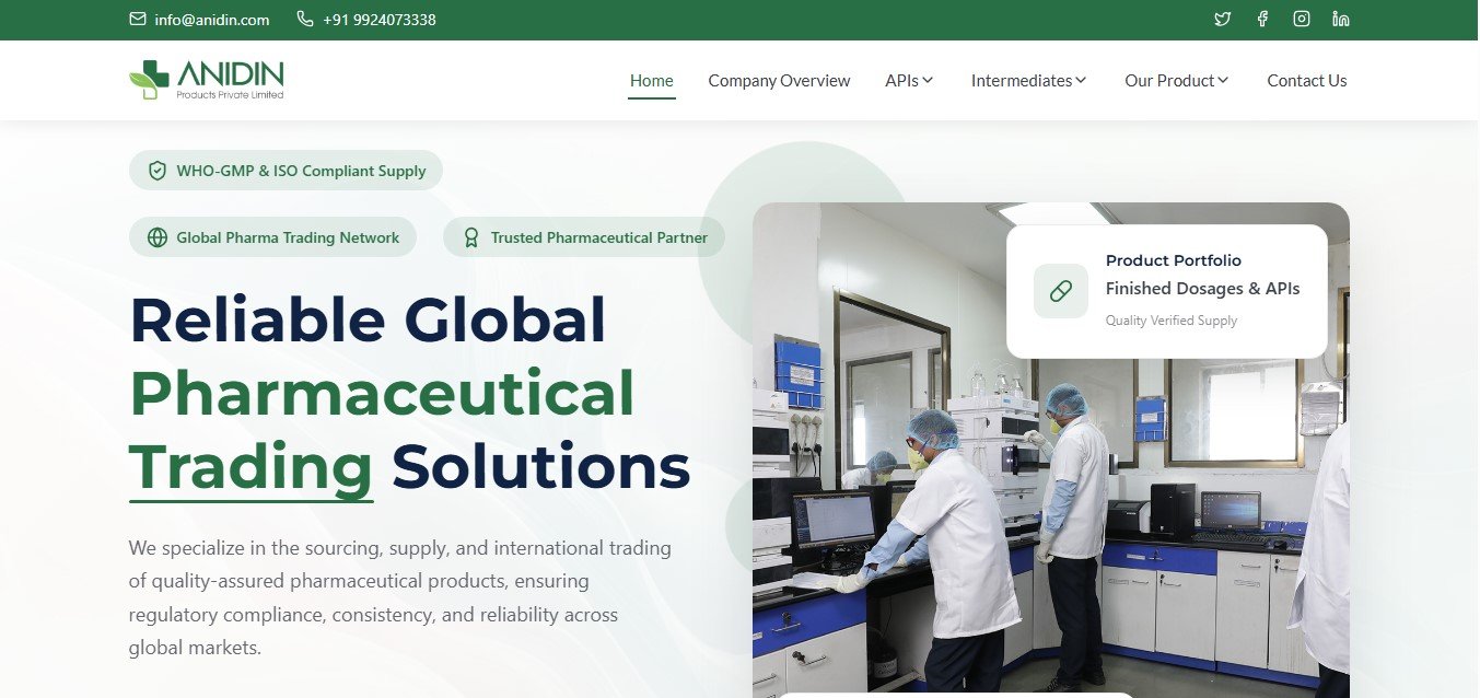 Anidin Pvt Ltd – Quality-Assured Pharmaceutical Products & Healthcare Sourcing