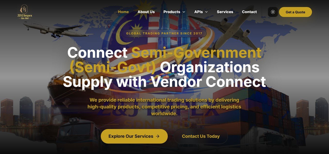 Z&J Impex – Global B2B Commodities Trading & Maritime Logistics Website